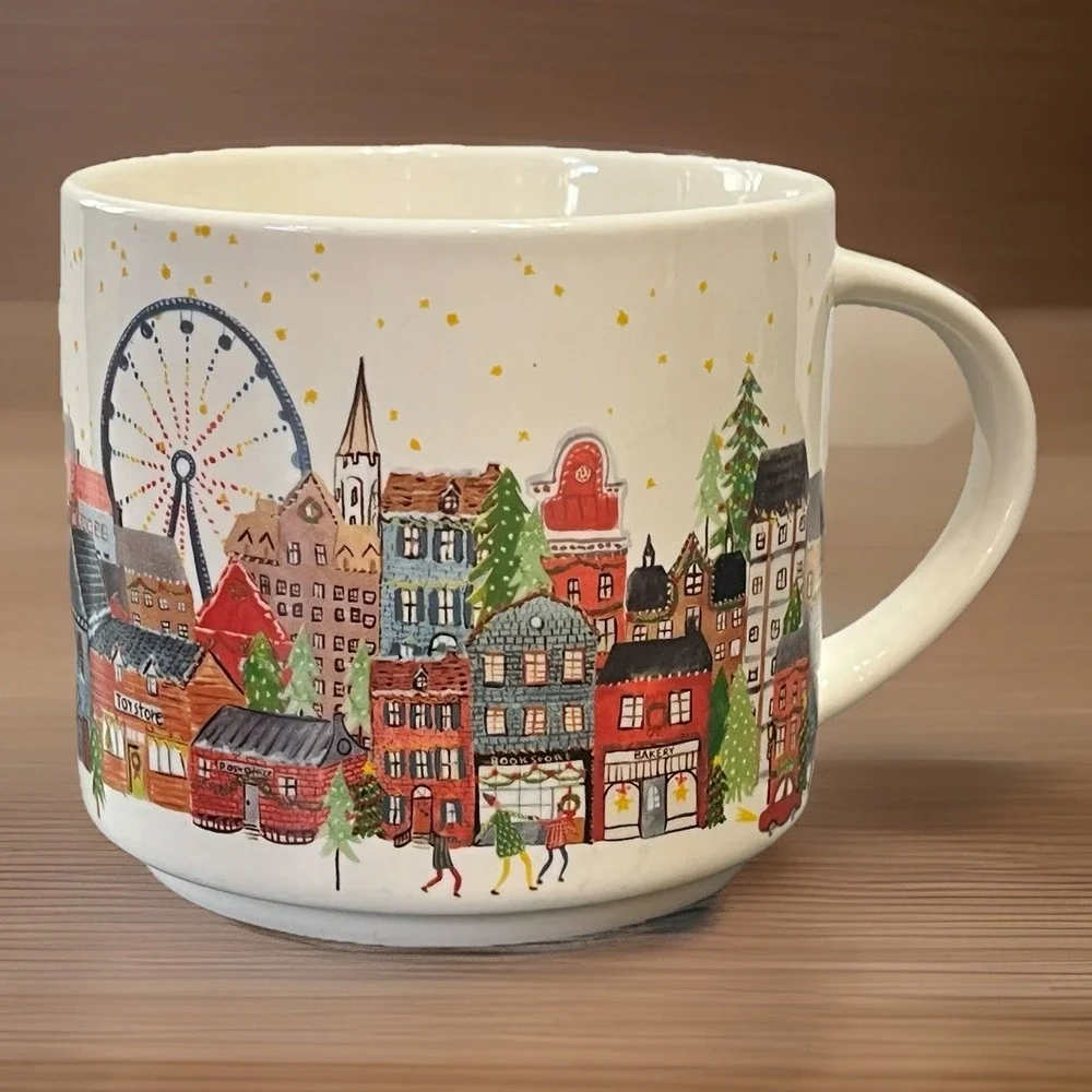 POTTERY BARN Christmas in the City Coffee Cup Mug